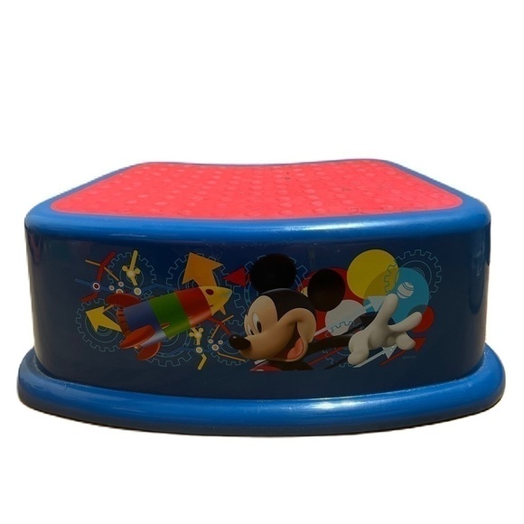 Disney Mickey Mouse Step Stool Kids Red Blue Bathroom Kitchen - Picture 1 of 6
